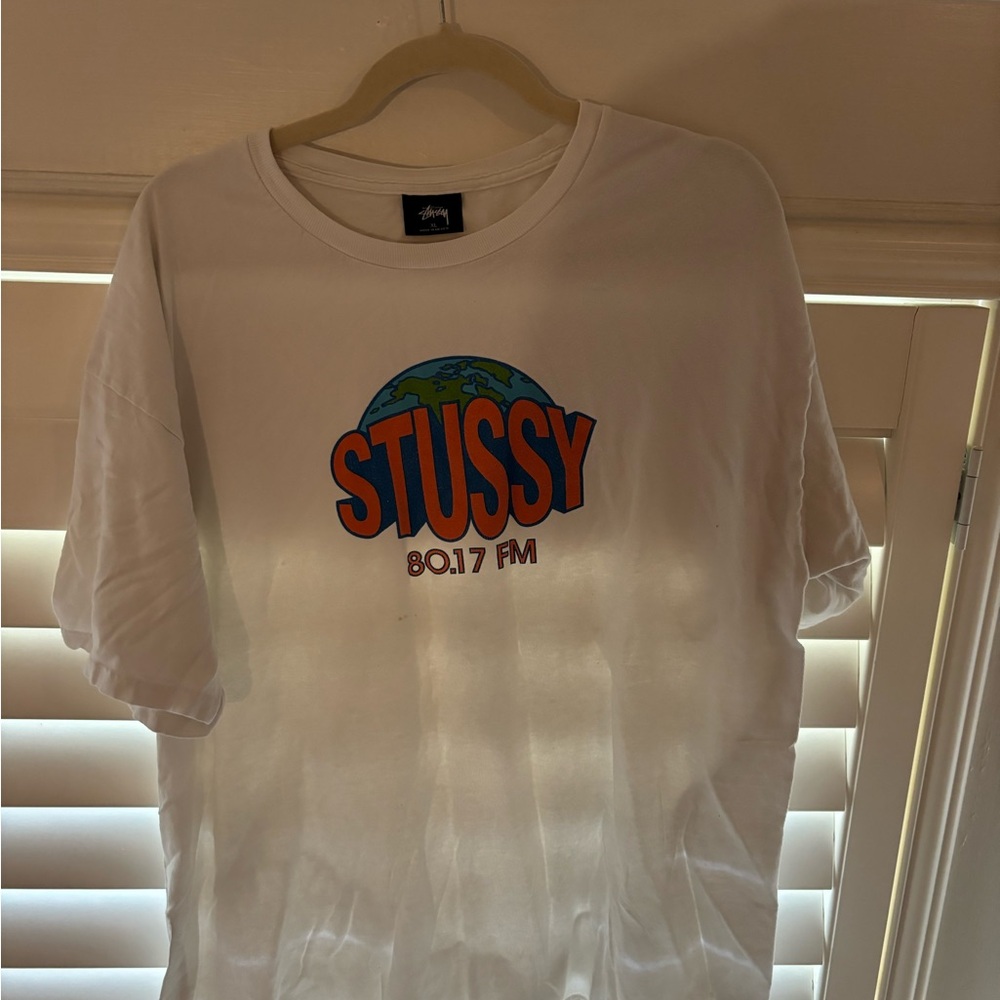 Stussy White Tee with Graphic Logo